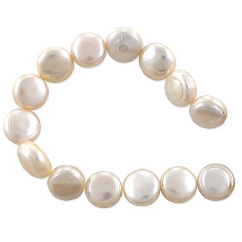 Freshwater Coin Pearls Light Peach 11 12mm 16 Strand