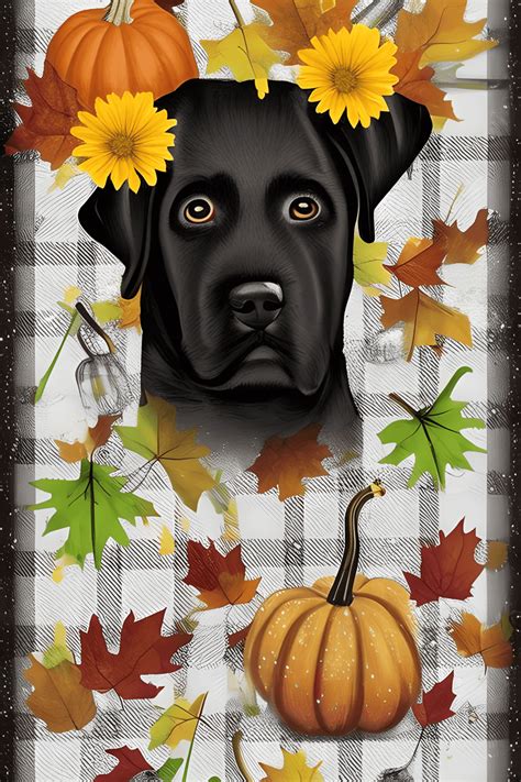 Cute Realistic Labrador Retriever Face Fall Foliage Painting · Creative