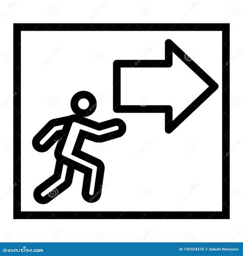 Exit With Arrow Sign Line Icon Evacuation Vector Illustration Isolated