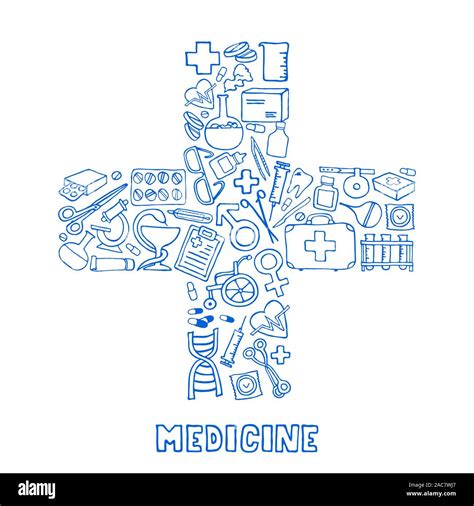 Medical Concept Cross The Cutest Doodle Medicine Icon Set For Your