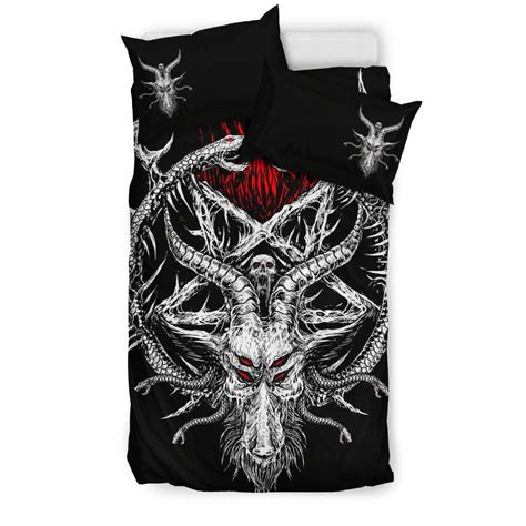 Skull Satanic Inverted Pentagram Serpent 3 Piece Duvet Set Etsy