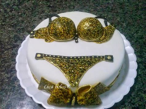 LICA MARTIN ENSINANDO E APRENDENDO BOLO PARA CHÁ DE LINGERIE ONCINHA DOURADA llicabolos