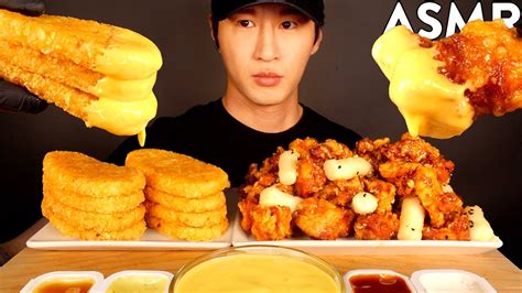 Asmr Cheesy Hash Browns And Fried Chicken Mukbang No Talking Eating