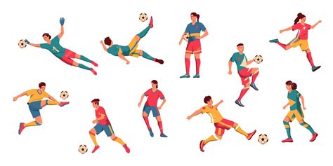 Premium Vector Men And Women Football Players Cartoon Male And Female