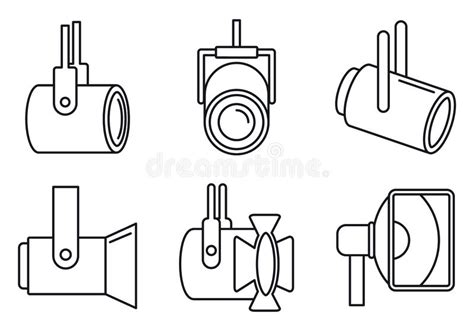 聚光灯图标设置，轮廓样式 向量例证 插画 包括有 方向 分级显示 图表 闪亮指示 图标 徽标 160043679
