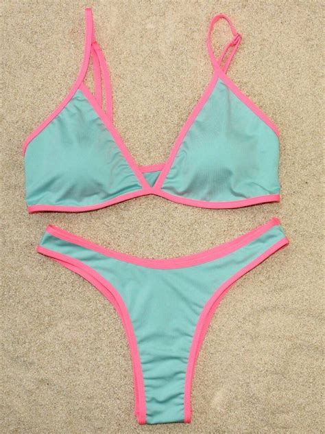 Delta Wing Bikini Set And Fixed Triangle Top With Opening For Removable Pads And Regulator With