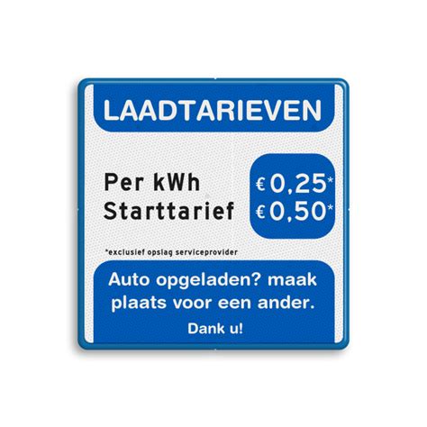 Verkeersbord Met Laadtarieven Elektrische Auto S Bestel Hier