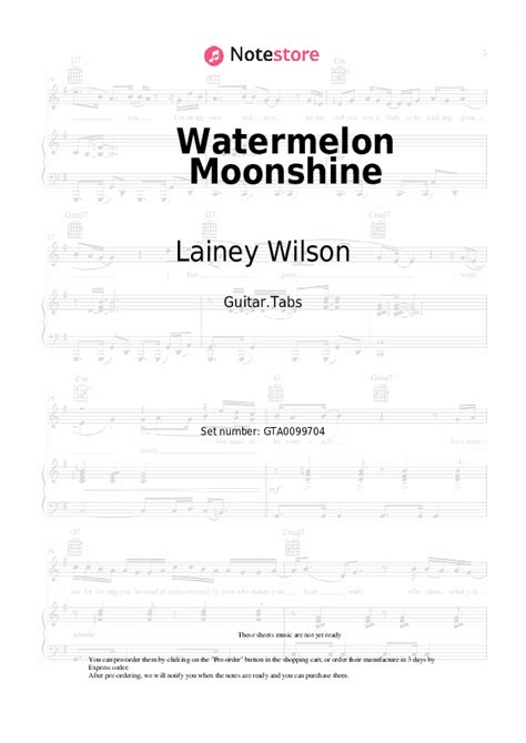 Watermelon Moonshine tabs guitar Lainey Wilson in Note-Store.com ...