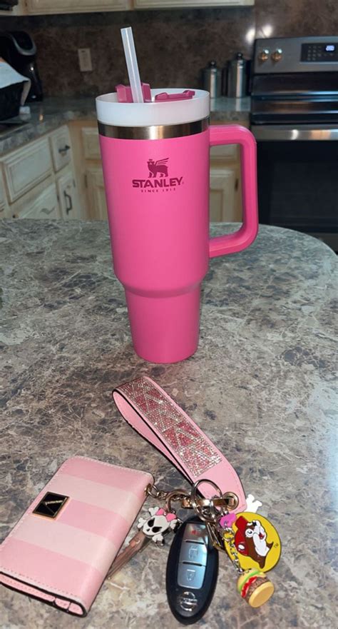 Stanley 40oz Pink Tumbler Victoria Secret Keys Stanley Cup Preppy