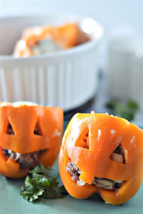 Jack O Lantern Stuffed Peppers Healthy Halloween Recipe