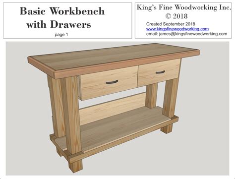 Basic Workbench with Drawers 3D Plans – King's Fine Woodworking Inc