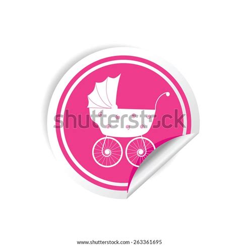 Baby Carriage Sticker Vector On White Stock Vector Royalty Free