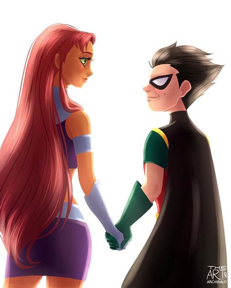 A Non Human Girl And A Spiky Haired Boy For Shiptember Robin Dickgrayson And Starfire From