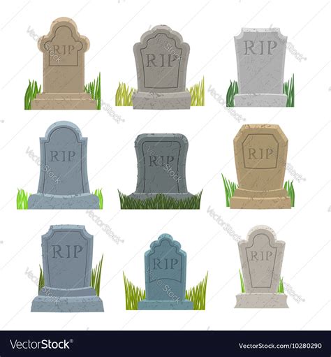 Gravestones Set Old Tomb Collection Ancient Rip Vector Image