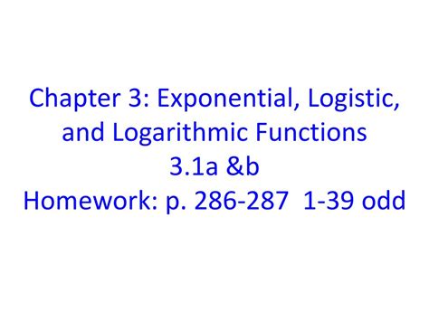 Chapter Exponential Logistic And Logarithmic Functions Ppt