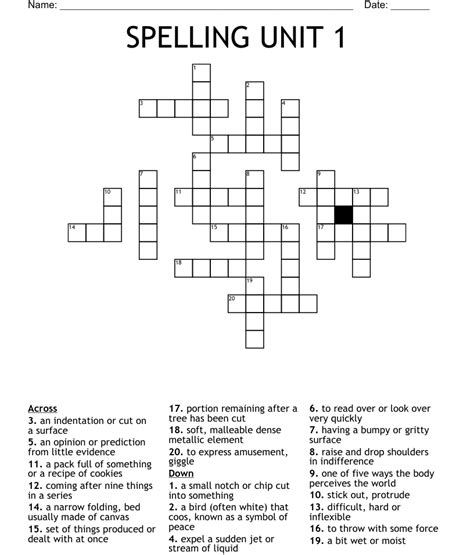 Spelling Unit Crossword Wordmint