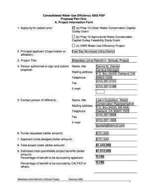 Fillable Online Water Ca Consolidated Water Use Efficiency Psp