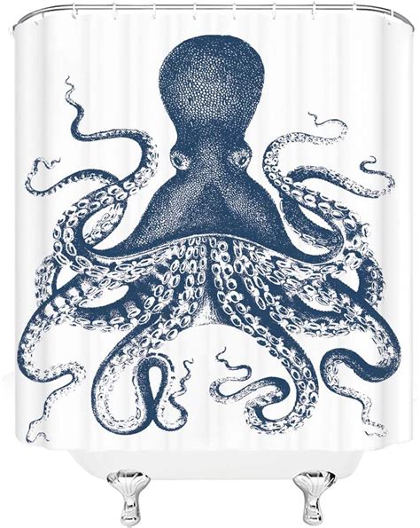 Qianliansheji Octopus Shower Curtain Ocean Sea Kraken