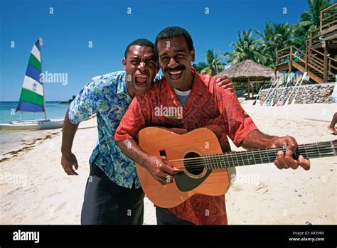 Fijian Men With Guitar Fiji Editorial Use Only Stock Photo Alamy