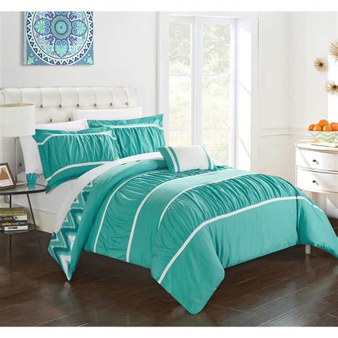 Chic Home 8 Piece Brooks Bed In A Bag Turquoise Comforter Set Comforter Sets Turquoise