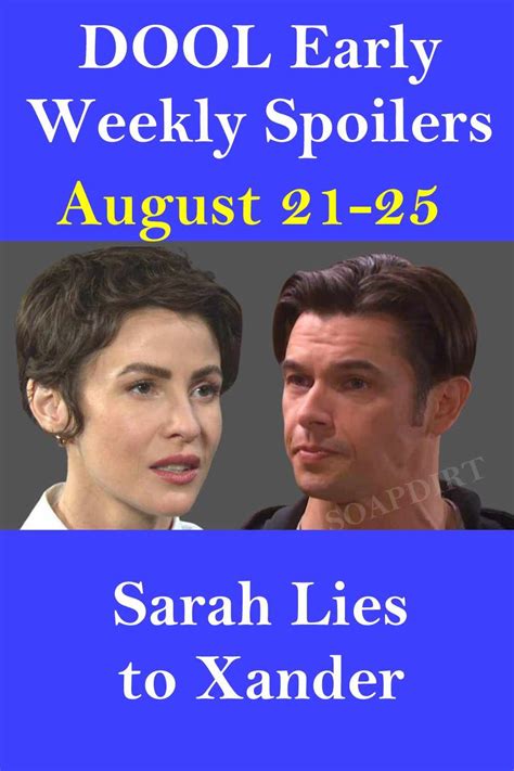 Days Of Our Lives Early Weekly Spoilers Xanders Shocking Lie