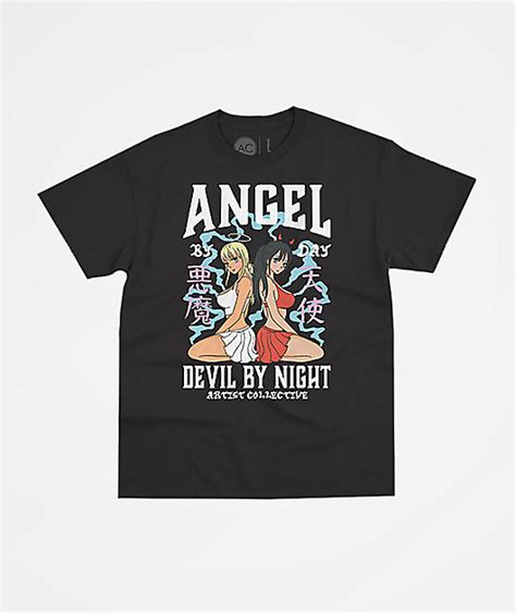 Artist Collective Angel And Devil Black T Shirt