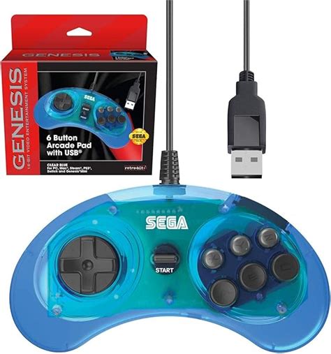 Retro Bit Official Sega Genesis Usb Controller 6 Button Uk