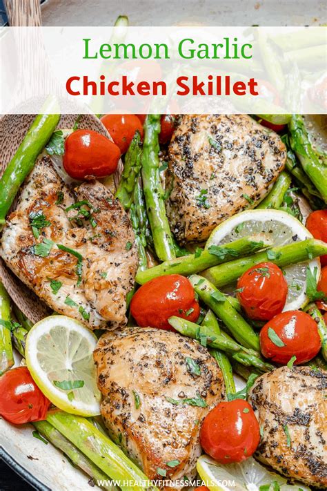 Lemon Garlic Chicken Skillet With Asparagus Recipe Garlic Chicken Recipes Flavorful Chicken