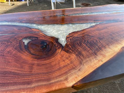 Gorgeous Walnut Live Edge Black And White Dining Table Epoxy Resin