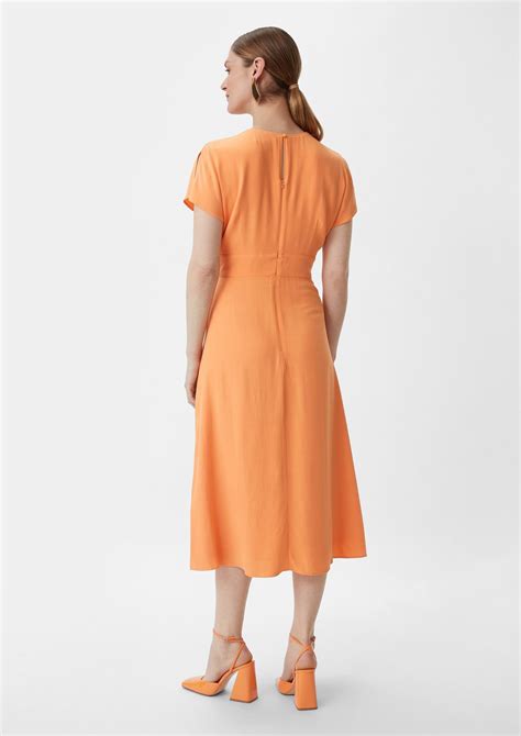 Midi Kleid Aus Satin Orange Comma