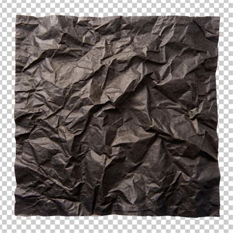 Premium Psd Black Paper Kraft Wrinkled Transparent Background