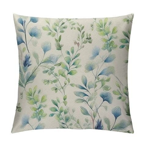 Comio Spring Sage Green Throw Pillow Covers Watercolor Eucalyptus