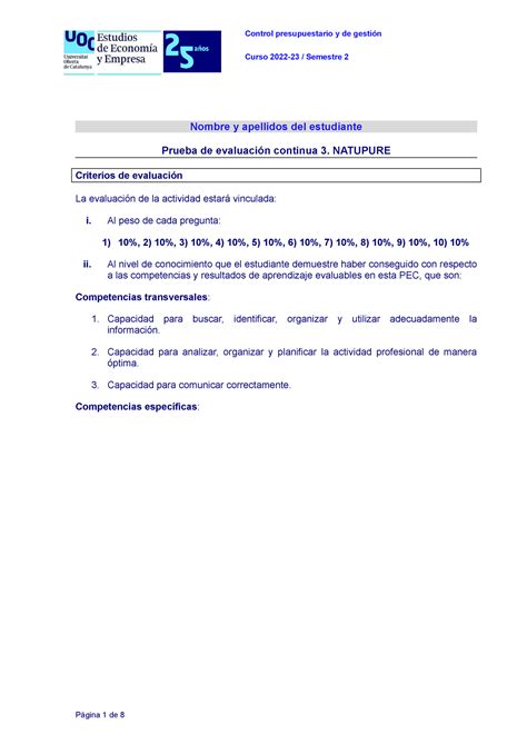 Pec Control Presupuestario Control Presupuestario Y De Gesti N Curso