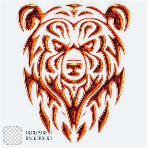 Premium Psd Metallic Bear Head Shape 3d Rendering On Transparent