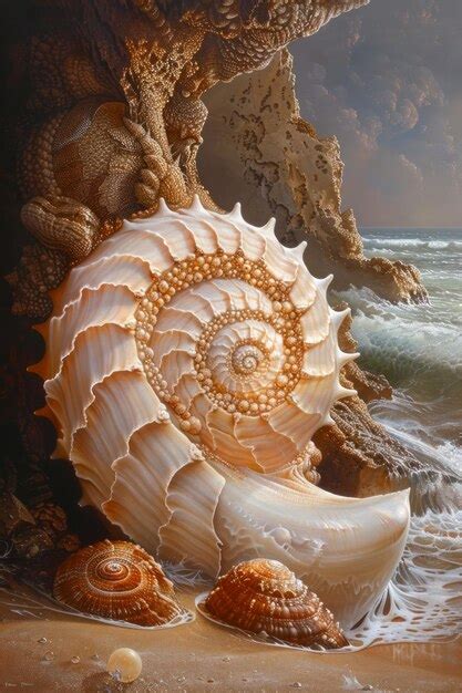 Premium Photo Majestic Seashell On The Shore With Ocean Waves And