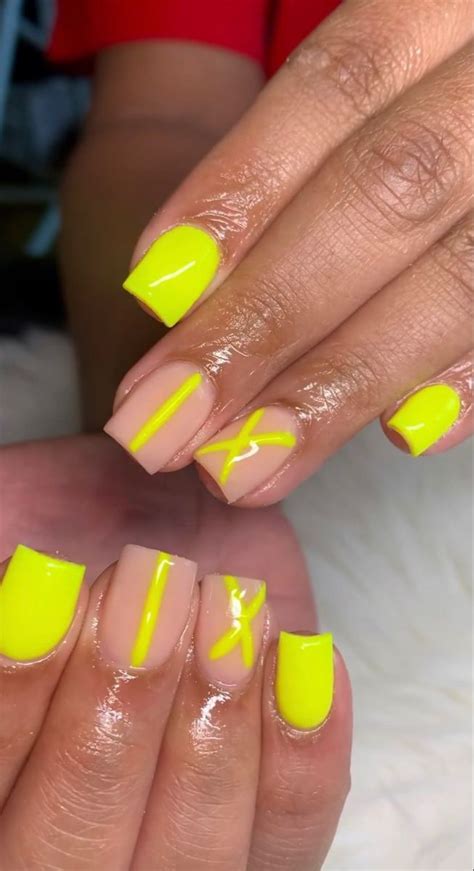 Short Nude Neon Nails 2024