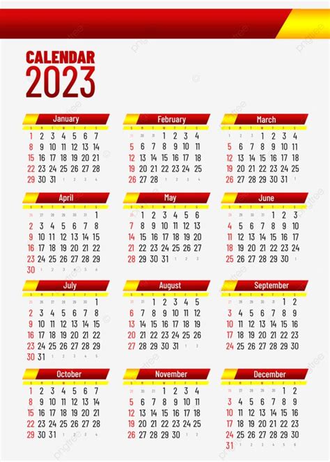 Calendar In Red And Yellow Color Calendar Calendar