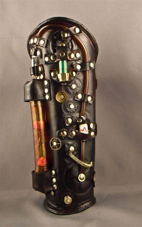 Steampunk leather bracer Chronos Etsy Стимпанк Кожа