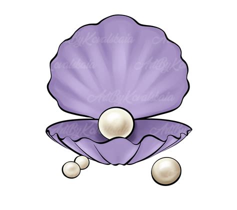 Pearl Clam Clipart Shell Png Digital Download Etsy