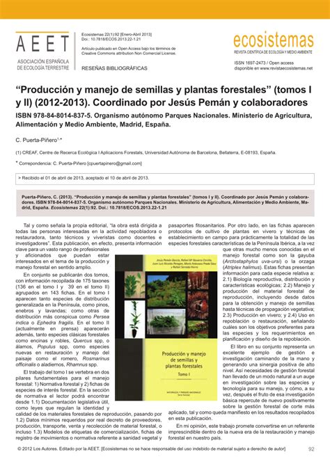 Pdf Rese A Bibliogr Fica Libro Producci N Y Manejo De Semillas Y