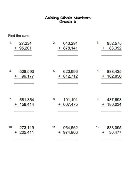 Adding Whole Numbers Grade Worksheet Live Worksheets Worksheets