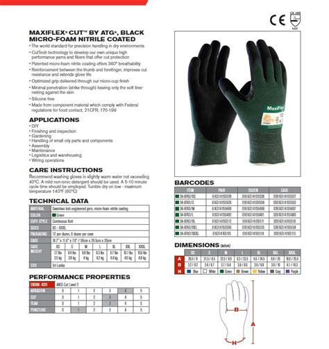 Cut Resistant Glove Safety Chart