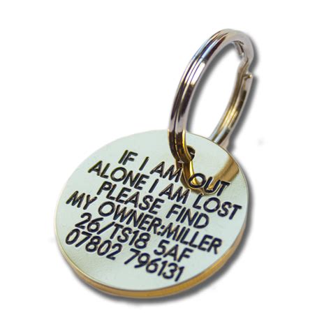 Deeply Engraved Solid Brass Dog Tag 27mm Disc Up To 6 Lines On Each