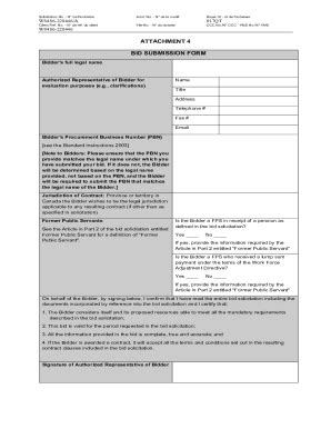 Fillable Online Attachment Bid Submission Form Fax Email Print