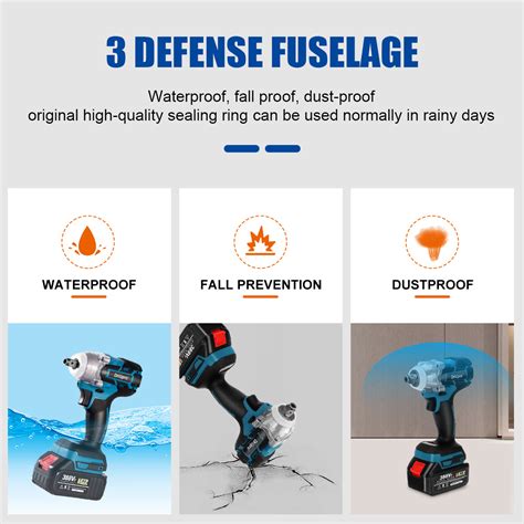 388vf Brushless Cordless Electric Impact Wrench 1 2inch Power Tools