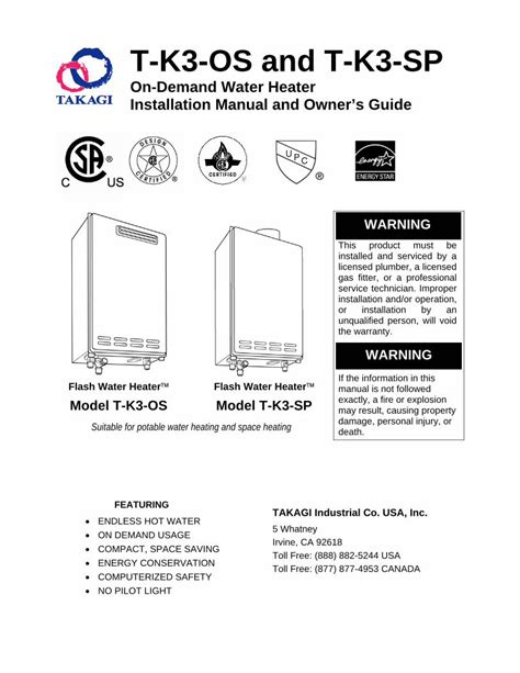 Pdf T K3 Os And T K3 Sp Takagi Tankless Water Heaters · When Installing The T K3 Sp Outdoors