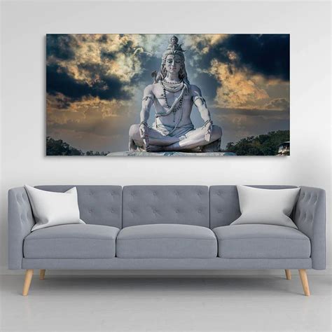 Adiyogi Shiva Meditating Canvas Print Wall Painting Stretched Canvas