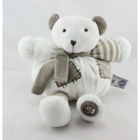 Doudou Boule Ours Blanc Beige Grelot Dodo D Amour Mgm