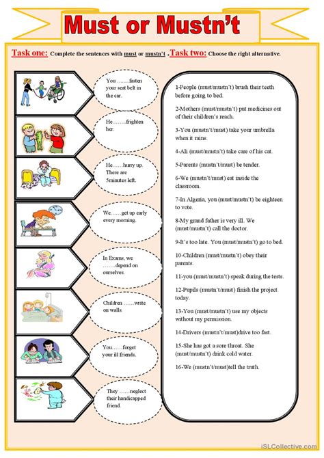 Must Mustnt English Esl Worksheets Pdf And Doc