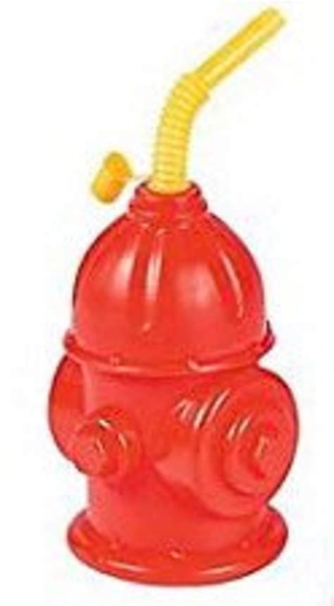 Fire Hydrant Plastic Cups With Straw Fireman Party Favors Fireman